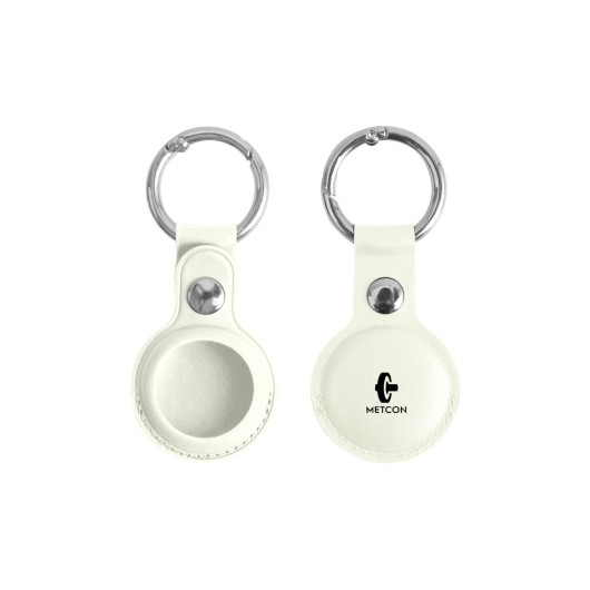 PU Leather Keyring AirTag Holders White